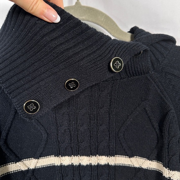 Croft & Barrow cozy striped funnel neck pullover cable knit sweater XXL - Picture 5 of 13